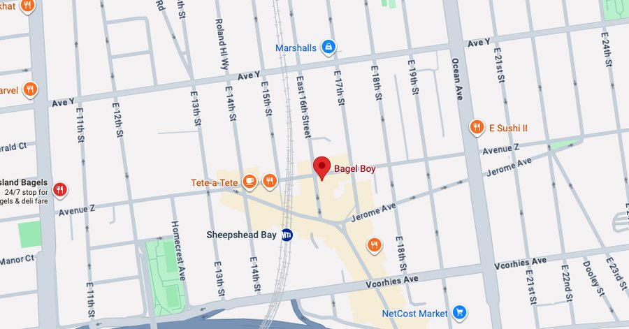 Map of Bagel Boy at 2601 East 16th Street, Brooklyn
